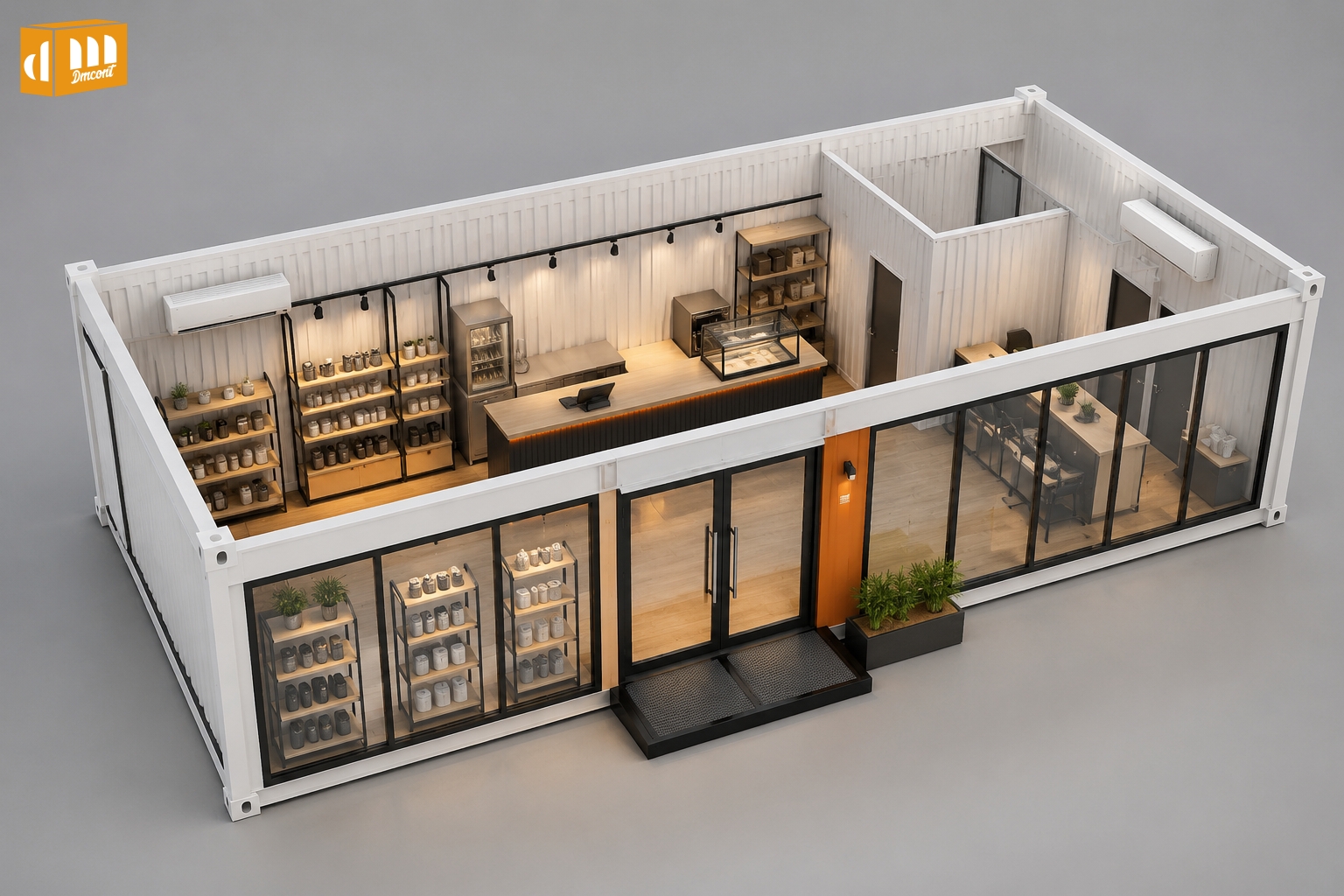 Container house used as cafe and retail space