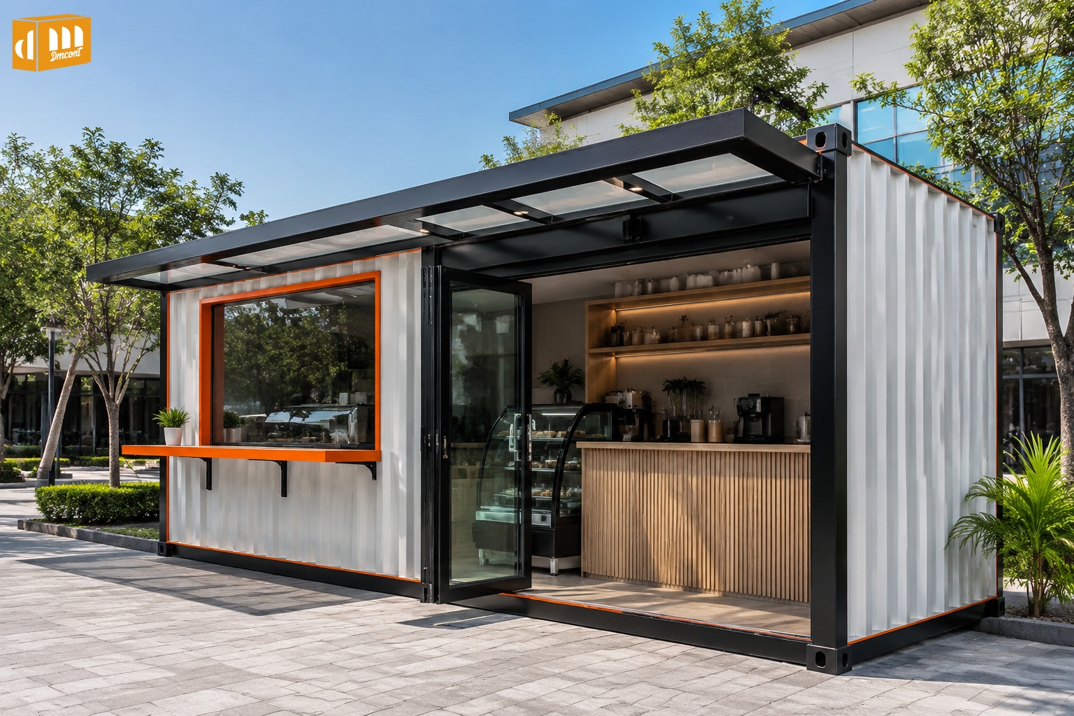 Prefab container house business space with modern design