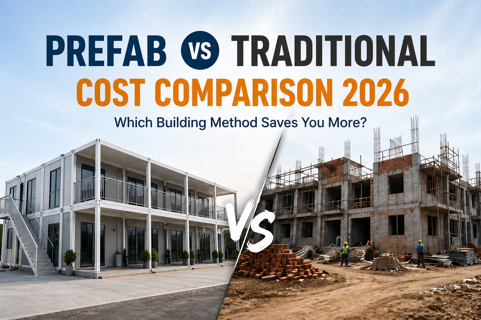 Prefab and traditional construction differ significantly in cost, speed, and efficiency.