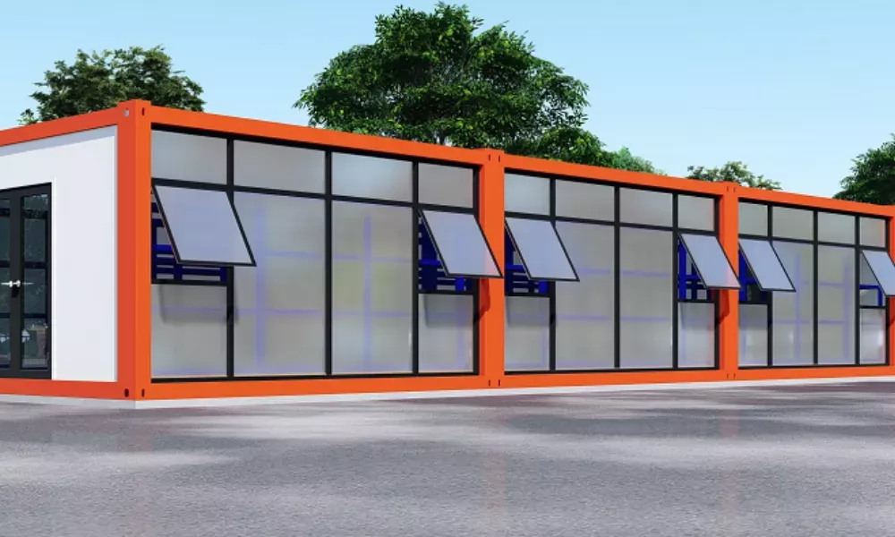 Caja de casa contenedora en paquete plano