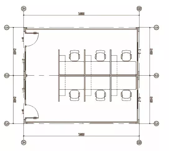 Disposición de casa contenedora en paquete plano